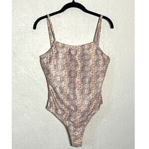 NWOT Aperol Paisley Print High Cut Cheeky One-Piece Bathing Suit Size Medium